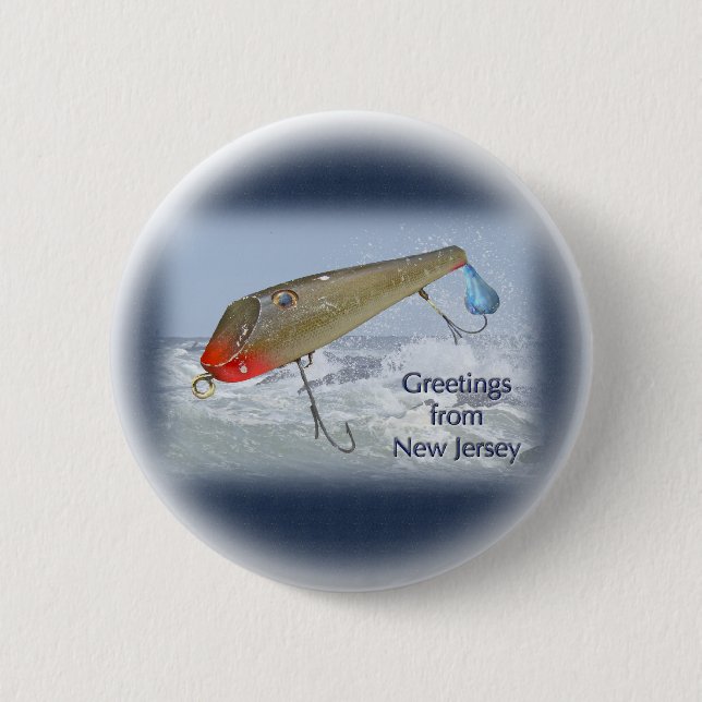 Grüße aus New Jersey Fishing Lure Button (Vorderseite)