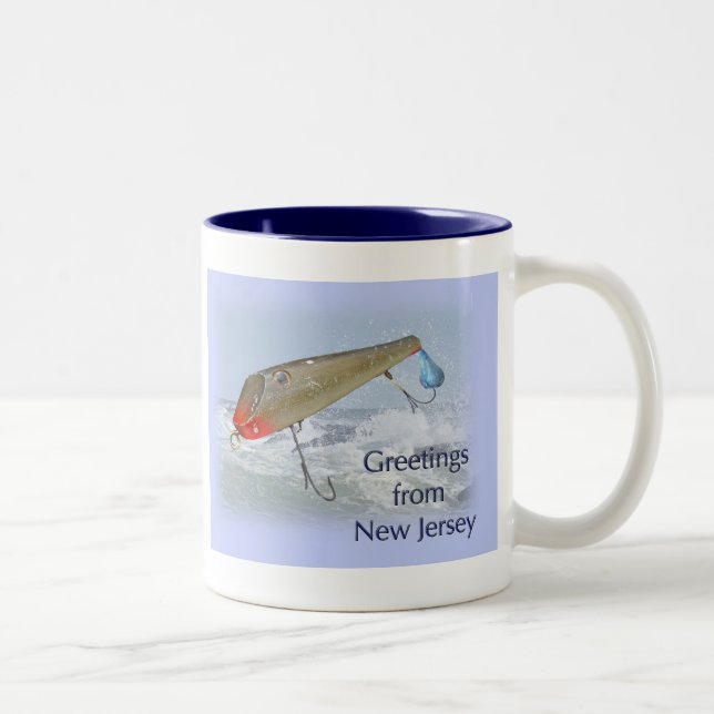 Grüße aus New Jersey Fishing Lure Zweifarbige Tasse (Rechts)