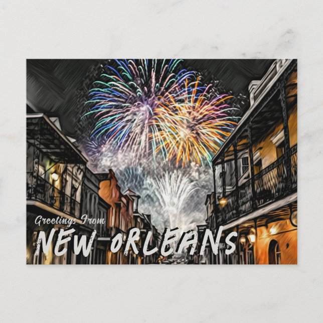 Grüße aus New Orleans Französisch Viertel Postkarte (Vorderseite)