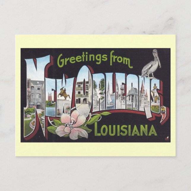 Grüße aus New Orleans, Louisiana Vintag Postkarte (Vorderseite)