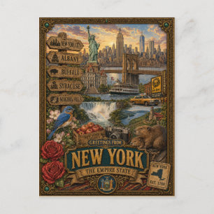 Grüße aus New York   Vintage Retro Kunst Postkarte