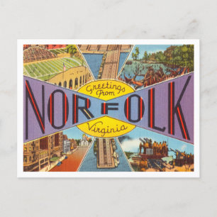 Grüße aus Norfolk, Virginia Vintage Reise Postkarte