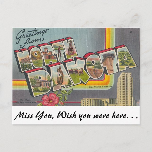 Grüße aus North Dakota Postkarte (Vorderseite)