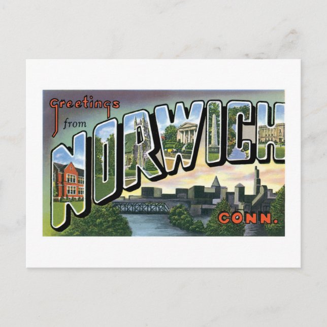 Grüße aus Norwich, Connecticut! Postkarte (Vorderseite)