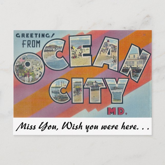 Grüße aus Ocean City, Maryland Postkarte (Vorderseite)