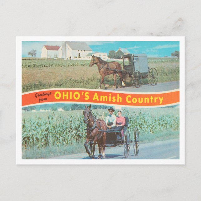 Grüße aus Ohios Amish-Land, Ohio Postkarte (Vorderseite)