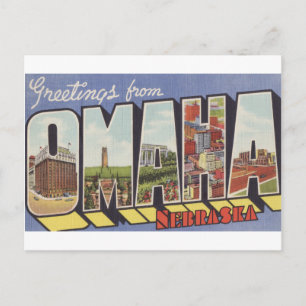 Grüße aus Omaha NE Großer Buchstabe Vintage-Thema Postkarte
