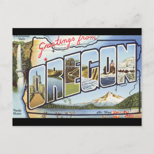 Grüße aus Oregon_Vintage Travel Poster Postkarte