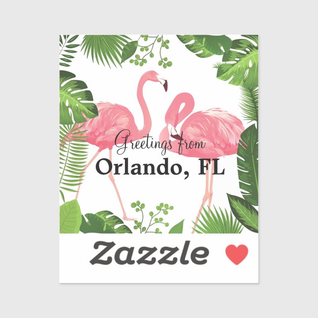 Grüße aus Orlando, Florida, Pink Flamingos, Aufkleber (Blatt)