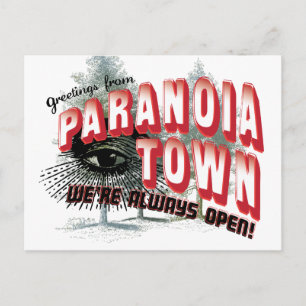 Grüße aus Paranoia Stadt Postkarte