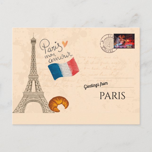 Grüße aus Paris Postkarte (Vorderseite)