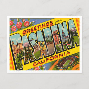 Grüße aus Pasadena, Kalifornien Vintage Reise Postkarte