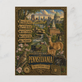 Grüße aus Pennsylvania | Vintage Retro Kunst Postkarte
