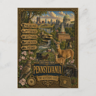 Grüße aus Pennsylvania Vintage Retro Kunst Postkarte