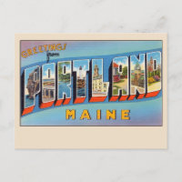 Grüße aus Portland Maine Vintager Großbuchstaben
