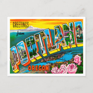 Grüße aus Portland, Oregon Vintage Reise Postkarte