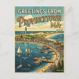 Grüße aus Provincetown MA Vintage-Inspiriert Postkarte