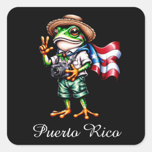 Grüße aus Puerto Rico Coqui-Frosch Boricua Quadratischer Aufkleber