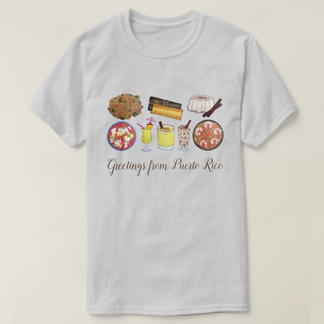 Grüße aus Puerto Rico Karibik Island Foods T-Shirt (Design vorne)