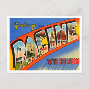 Grüße aus Racine, Wisconsin Vintage Reise Postkarte