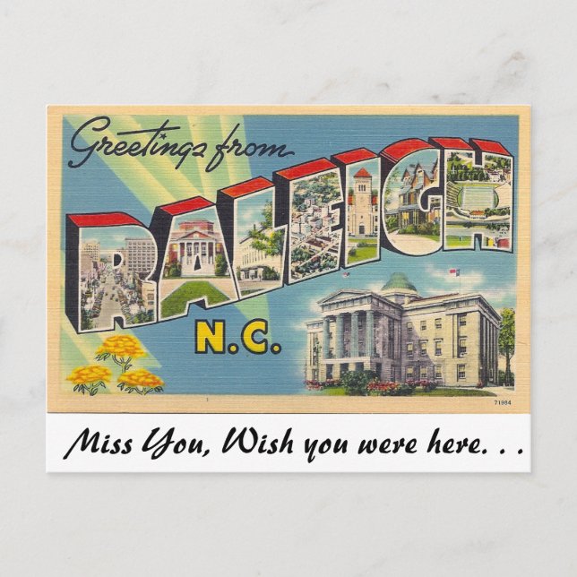 Grüße aus Raleigh, North Carolina Postkarte (Vorderseite)
