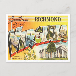 Grüße aus Richmond, Virginia Vintage Reise Postkarte
