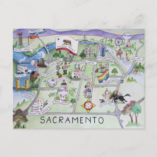 Grüße aus Sacramento, Kalifornien! Postkarte (Vorderseite)