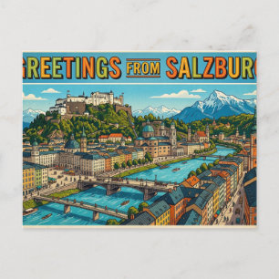 Grüße aus Salzburg Vintage Reise Postkarte