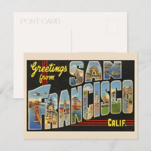 Grüße aus San Francisco Großer Buchstabe Vintage Postkarte