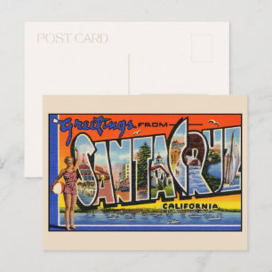 Grüße aus Santa Cruz Großer Buchstabe Vintage Postkarte