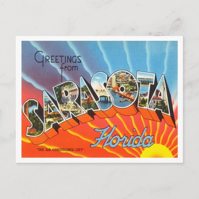 Grüße aus Sarasota, Florida Vintage Travel Postkarte (Vorderseite)