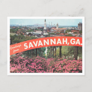 Grüße aus Savannah, Georgia Vintage Reise Postkarte