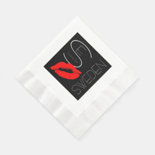 Grüße aus Schweden Red Lipstick Kiss Serviette