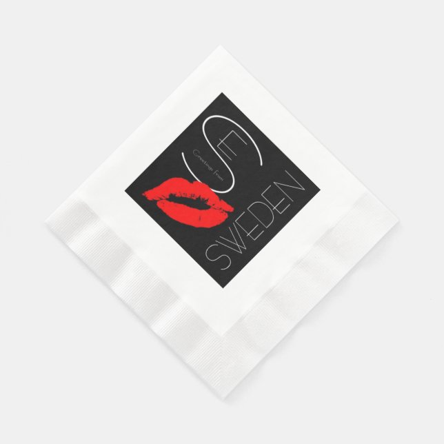 Grüße aus Schweden Red Lipstick Kiss Serviette (Ecke)