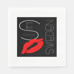 Grüße aus Schweden Red Lipstick Kiss Serviette