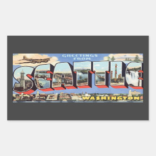 Grüße aus Seattle Washington, Vintage Rechteckiger Aufkleber