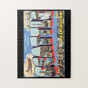 Grüße aus Seattle Washington_Vintage Travel Puzzle
