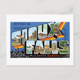 Grüße aus Sioux Falls, South Dakota! Retro Postkarte