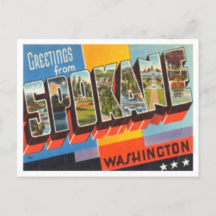 Grüße aus Spokane, Washington Vintage Reise Postkarte