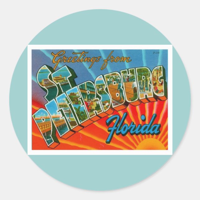 Grüße aus St. Petersburg Florida Runder Aufkleber (Vorderseite)
