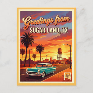 Grüße aus Sugar Land Texas Retro 1950er Jahre Postkarte