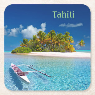 Grüße aus Tahiti Rechteckiger Pappuntersetzer