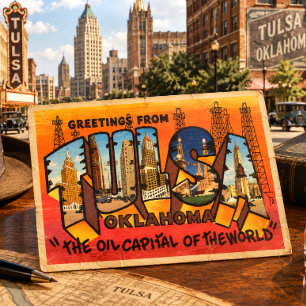 Grüße aus Tulsa, Oklahoma Vintage Tourismus Postkarte