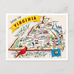 Grüße aus Virginia Map Vintage Reise Postkarte
