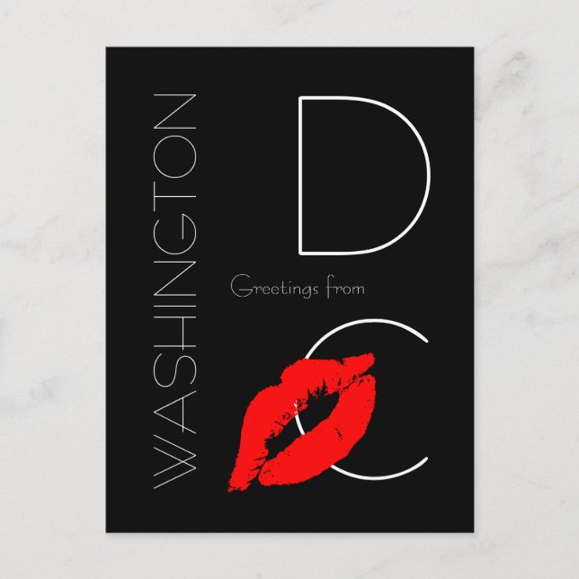 Grüße aus Washington D.C. Red Lipstick Kiss Postkarte (Vorderseite)