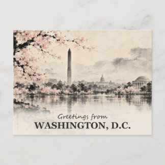 Grüße aus Washington DC Ink Wash Postkarte