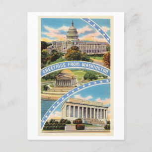 Grüße aus Washington DC Vintage Reise Postkarte