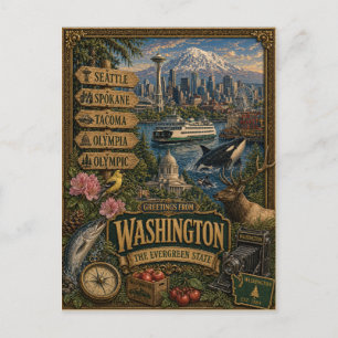 Grüße aus Washington   Vintage Retro Kunst Postkarte