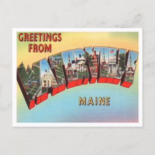 Grüße aus Waterville, Maine Vintage Reise Postkarte