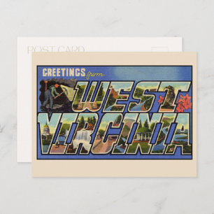 Grüße aus West Virginia Grossbuchstaben Vintag Postkarte